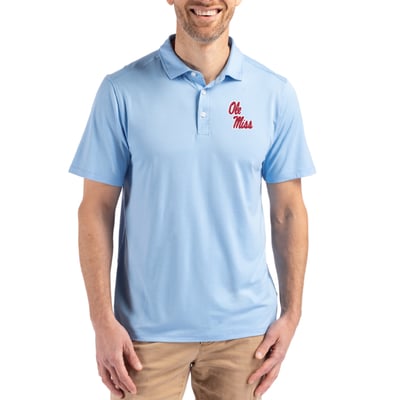Ole Miss Rebels Cutter & Buck Coastline Epic Comfort Eco Recycled Polo - Powder Blue