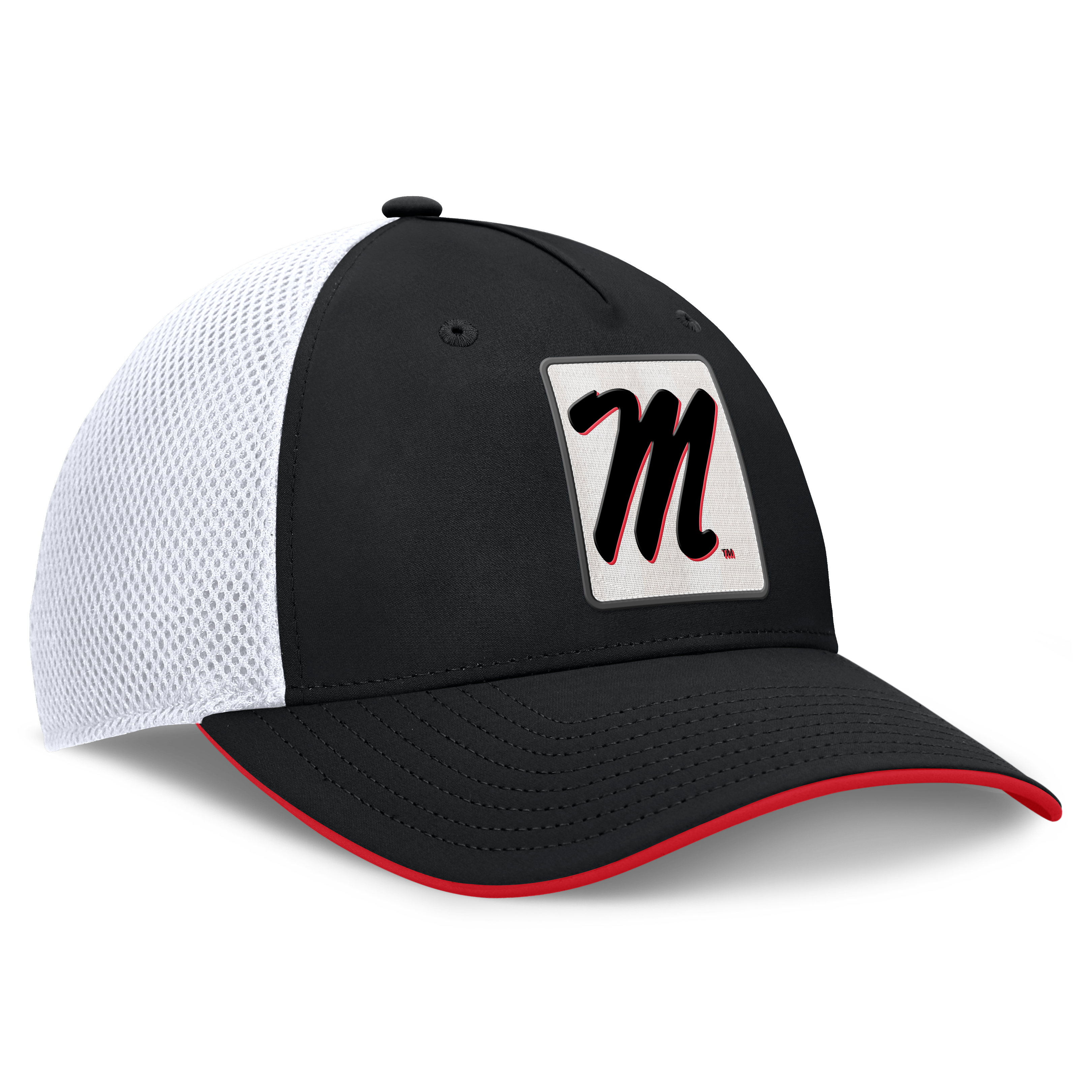 Men's Fanatics Black Ole Miss Rebels 5-Panel Matter Flex Hat