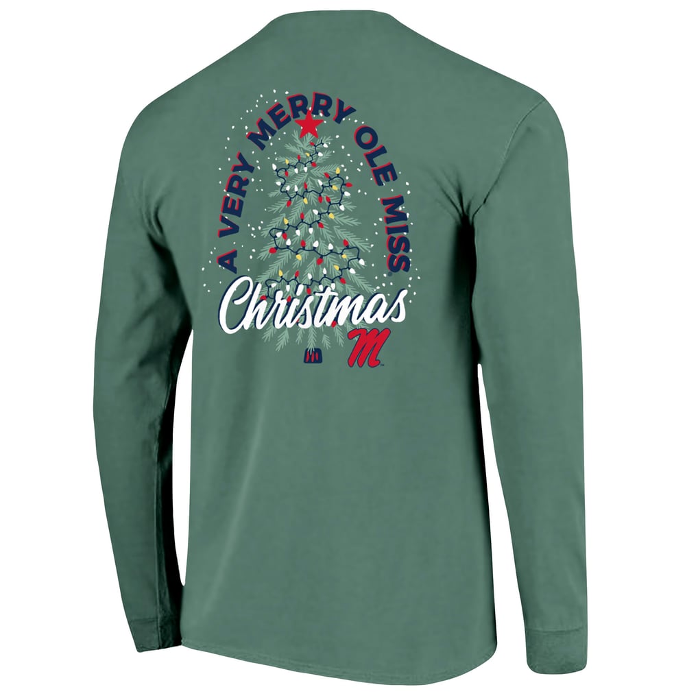 Men's Green Ole Miss Rebels Comfort Colors Merry Christmas Tree Long ...