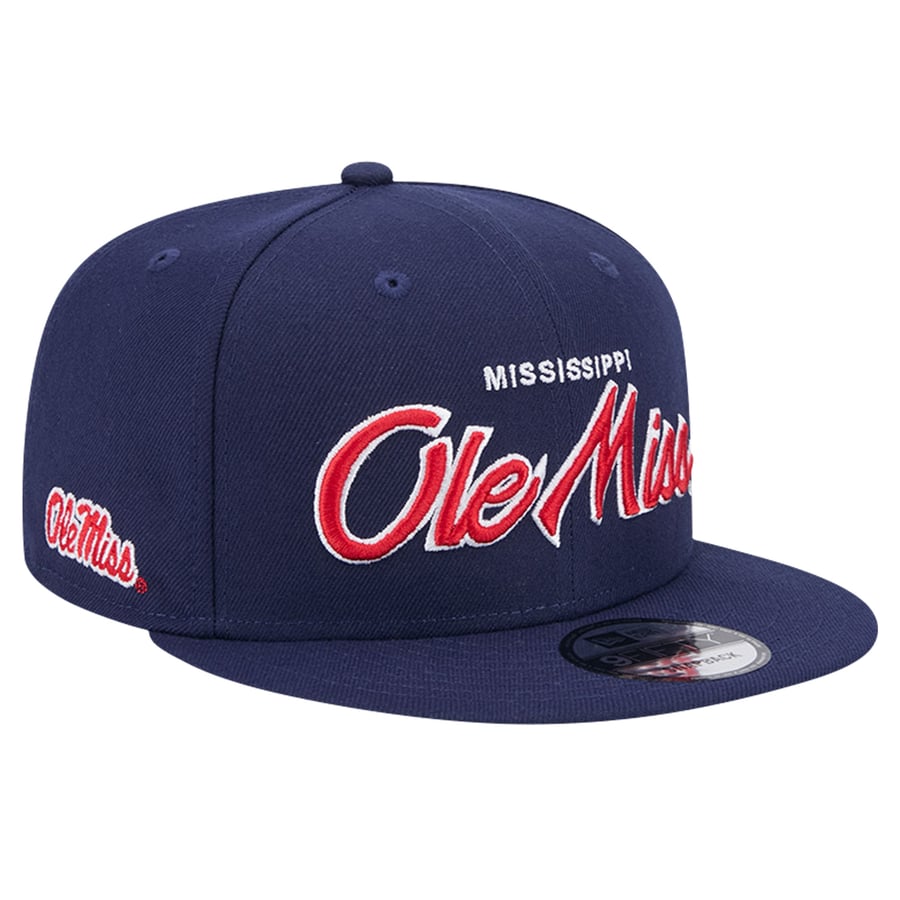 Script 9fifty Snapback Men's New Era Navy Ole Miss Rebels Team Script 9FIFTY Snapback Hat