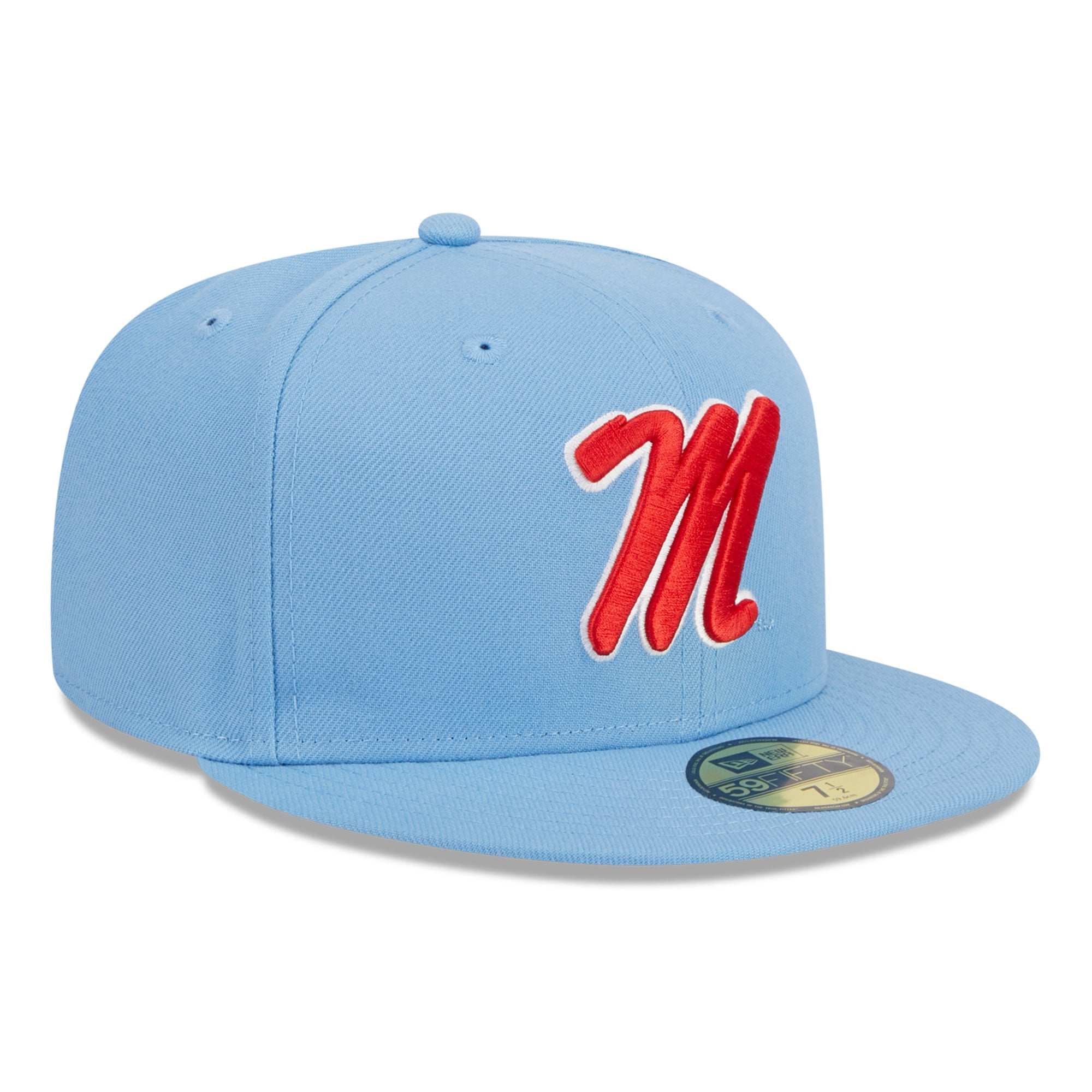 Men's New Era Powder Blue Ole Miss Rebels Core 59FIFTY Fitted Hat