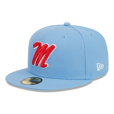Ole Miss Rebels New Era Core 59FIFTY Fitted Hat - Powder Blue