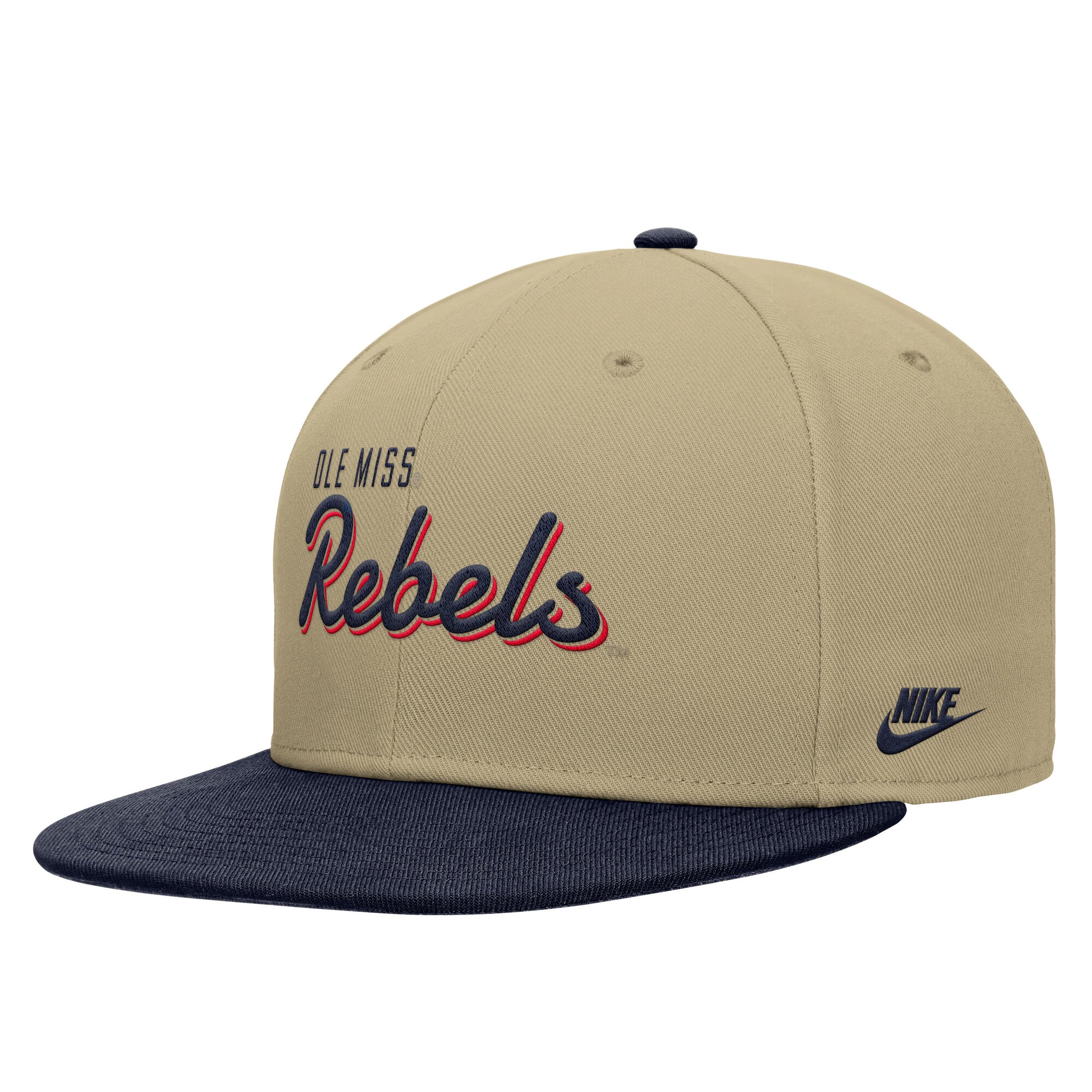 Men's Nike Beige/Navy Ole Miss Rebels Pro Dri-FIT Snapback Hat