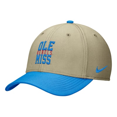 Ole Miss Rebels Nike Dri-FIT SwooshFlex Hat - Beige/Powder Blue