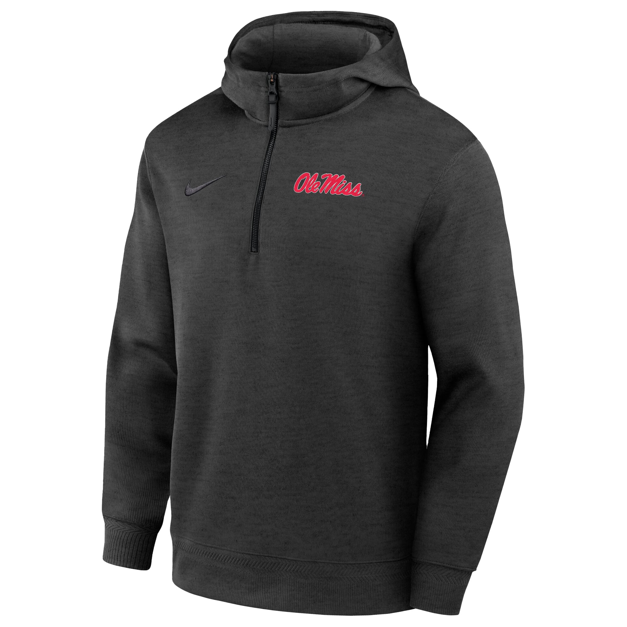 Men's Nike Black Ole Miss Rebels Coaches Dri-FIT Half-Zip Hoodie