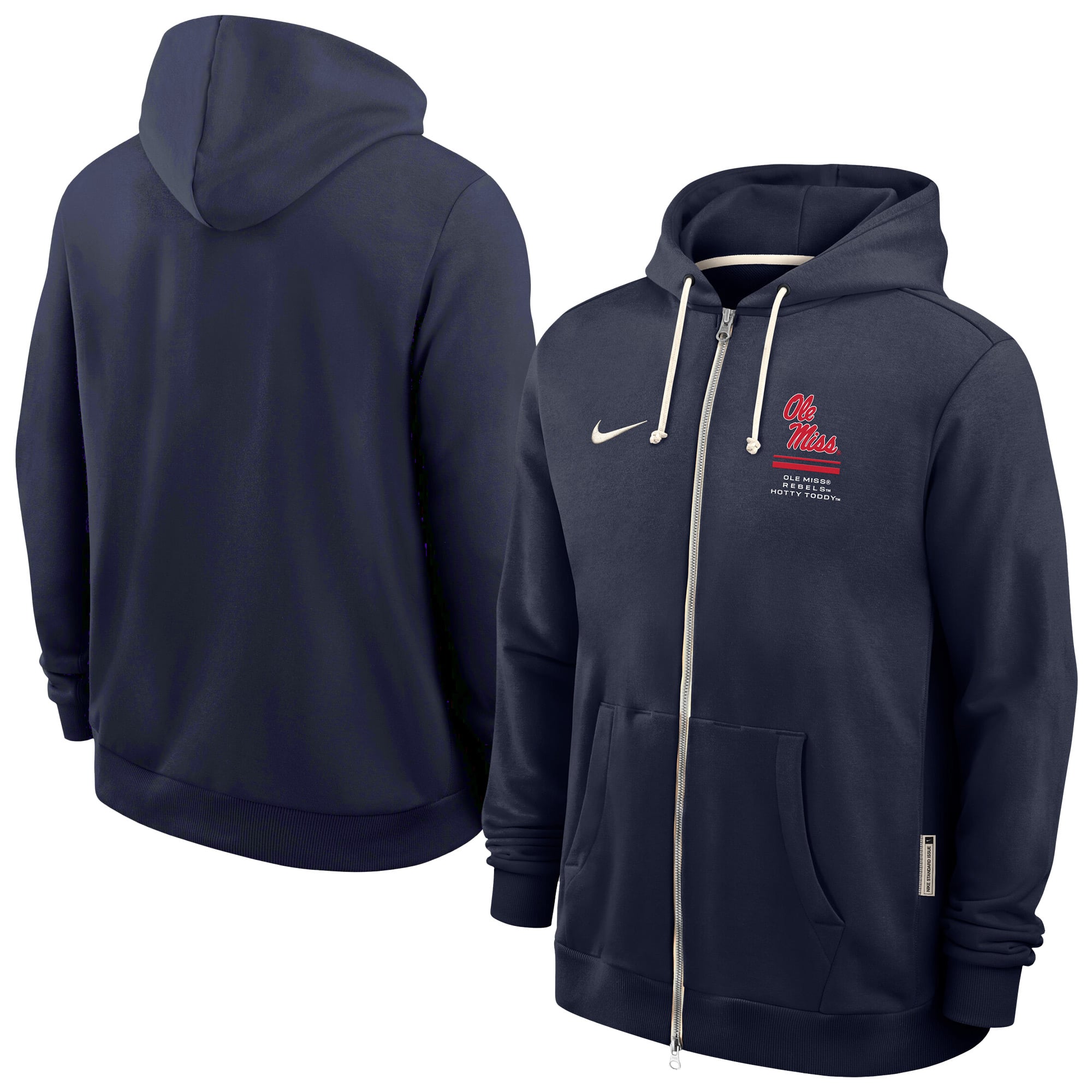 Sweat à capuche zippé Nike Ole Miss Rebels 2026 Sideline Dri-FIT bleu marine pour homme