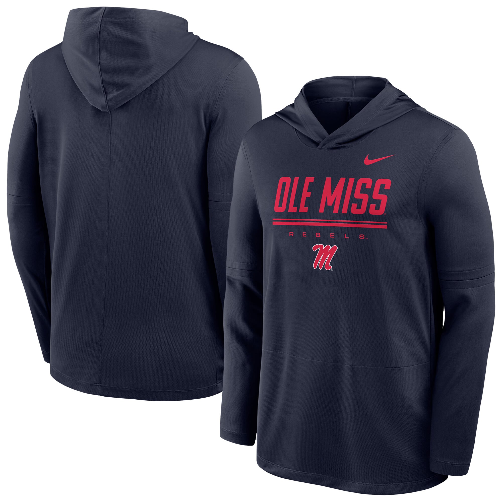 Haut à capuche léger Nike Ole Miss Rebels 2026 Sideline Dri-FIT bleu marine pour homme