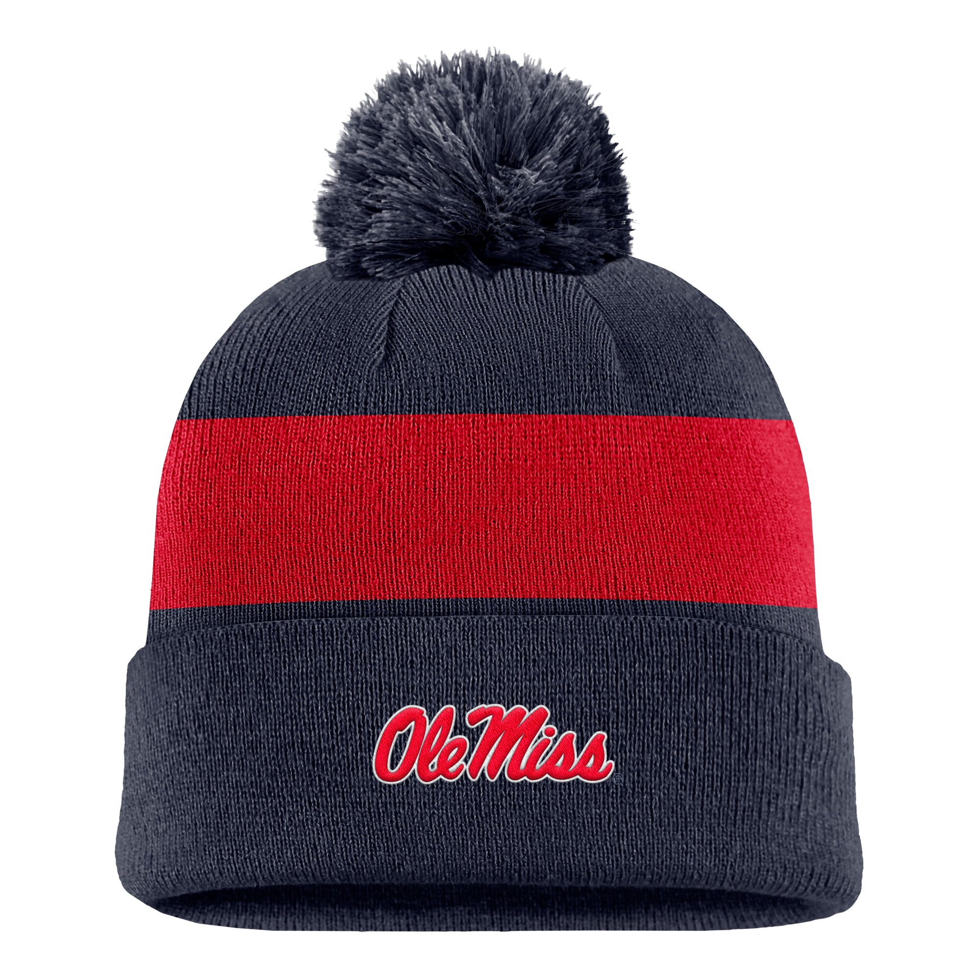 Bonnet à rayures et logo Nike Ole Miss Rebels Primetime bleu marine pour homme, avec pompon