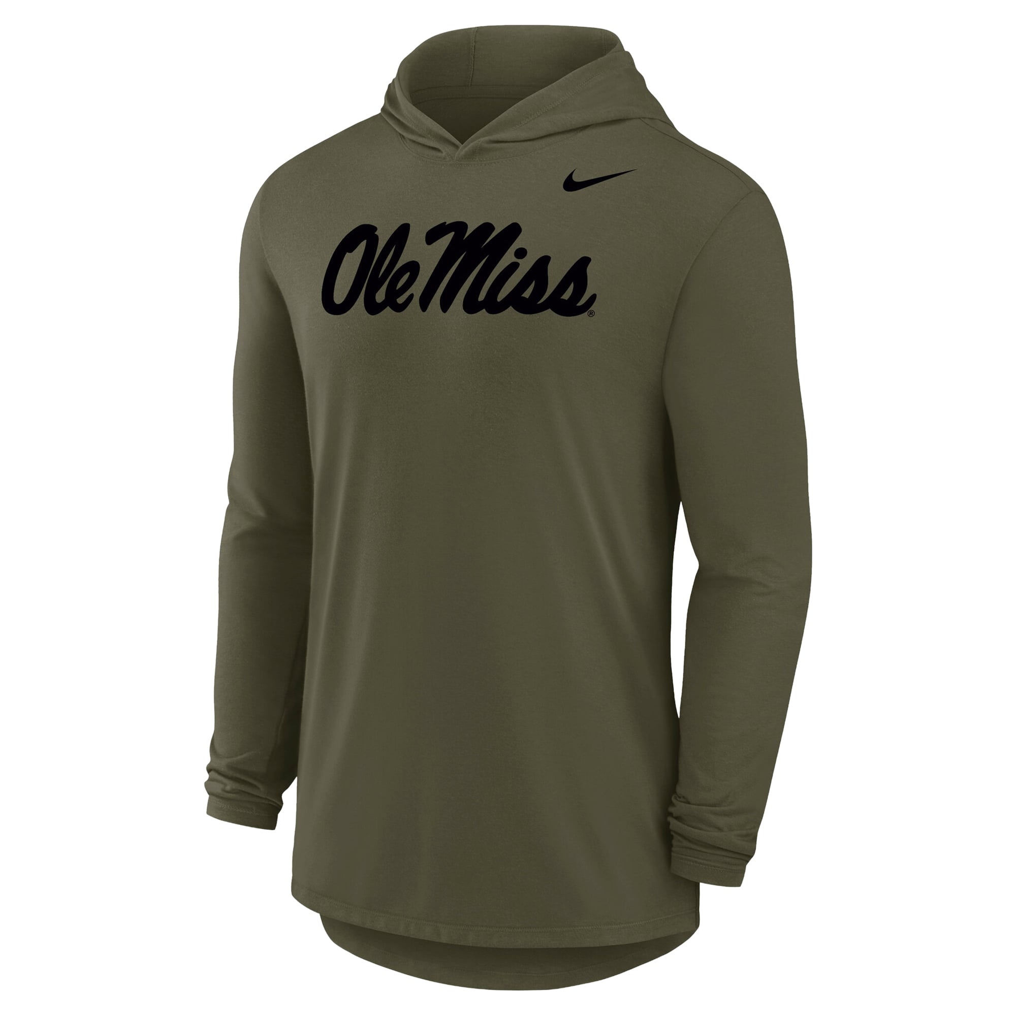 T-shirt à capuche manches longues Nike Olive Ole Miss Rebels Dri-FIT militaire pour homme