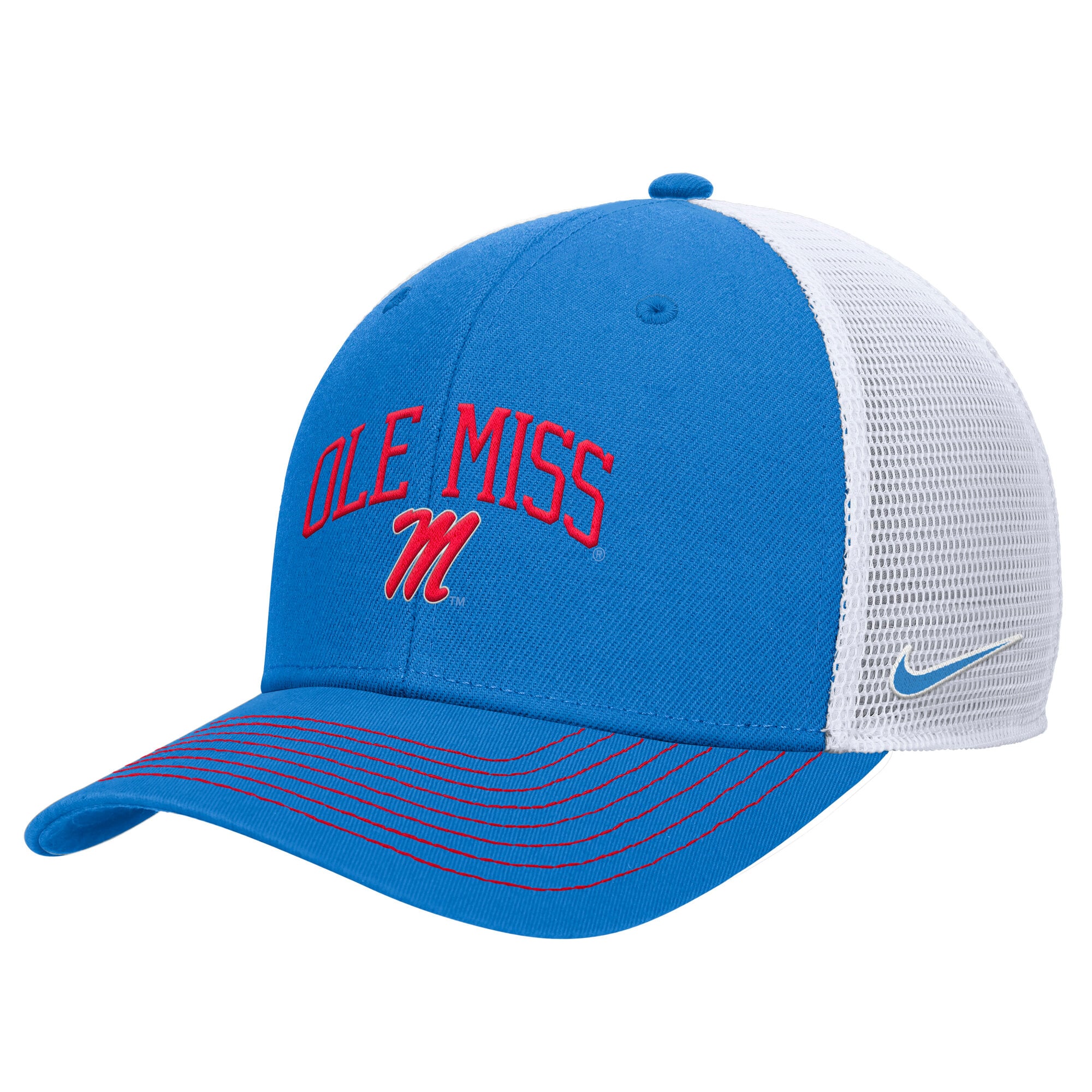 Men's Nike Powder Blue Ole Miss Rebels Rise Trucker Dri-FIT Adjustable Hat