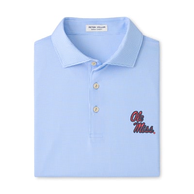 Polo Ole Miss Rebels Peter Millar Border Performance Jersey - Bleu clair