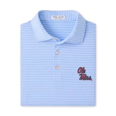 Polo rayé Ole Miss Rebels Peter Millar Tiebreaker Performance Jersey - Bleu clair