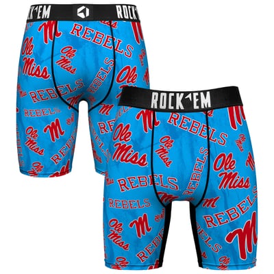  Ole Miss Rebels Rock Em All Over Logo Boxer Briefs - Light Blue