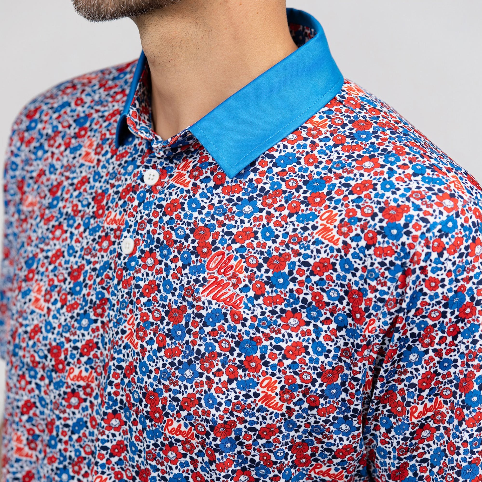 Polo Teddy Smith & Quinn bleu poudré Ole Miss Rebels Poppies pour homme