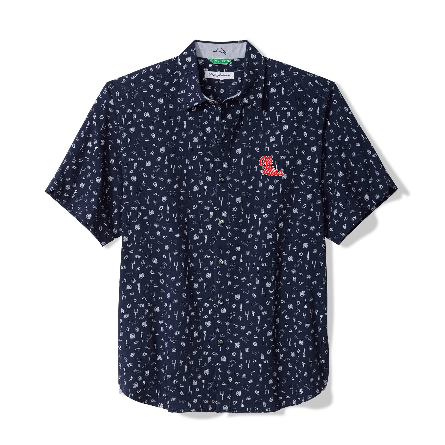 Men's Tommy Bahama Navy Ole Miss Rebels Playa Playbook Camp IslandZone Button-Up Shirt