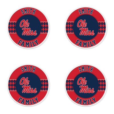 Ole Miss Rebels 4" Personalized Circular Coasters 4-Pack Set