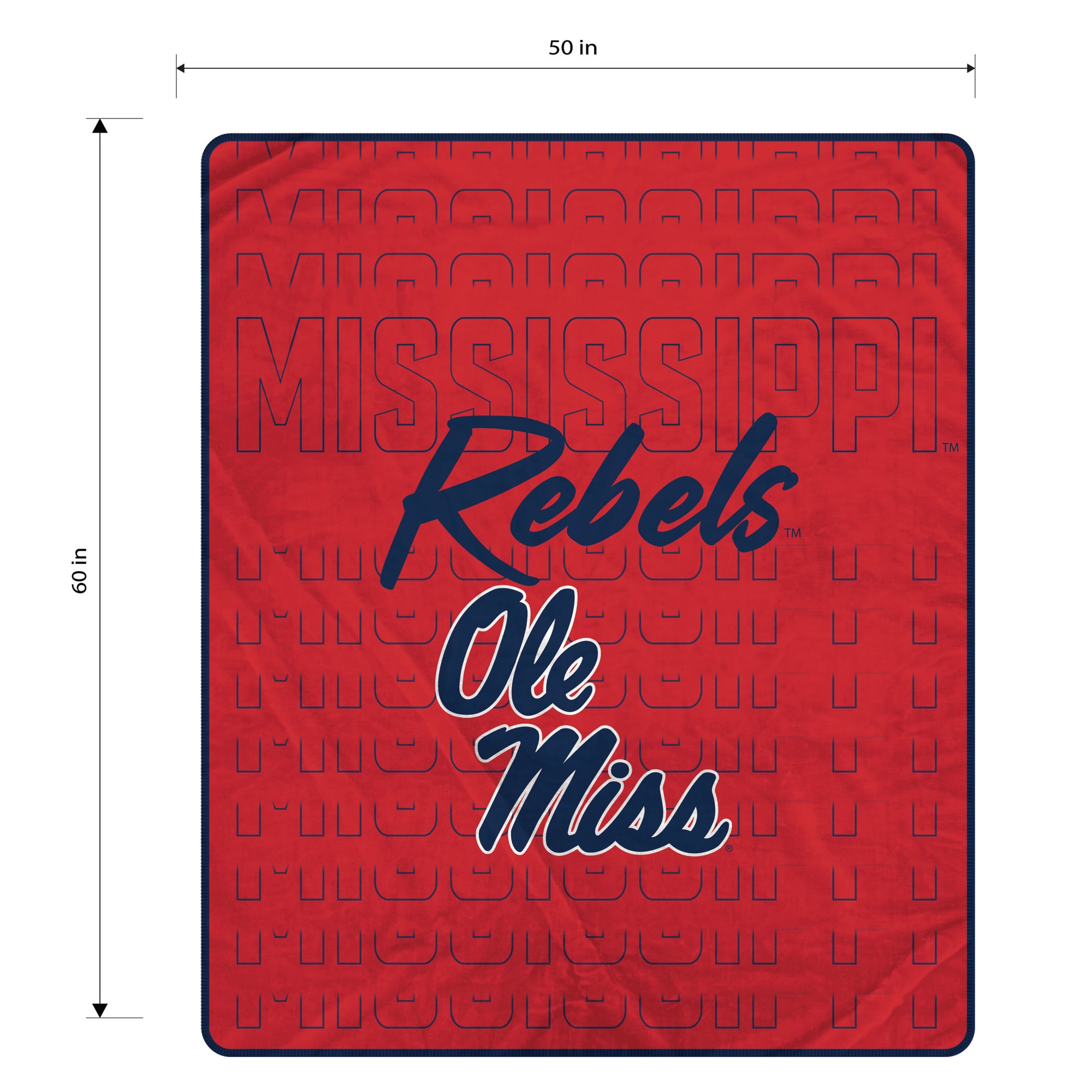 Couverture ultra douce Pegasus Ole Miss Rebels Echo Script Fade 50" x 60"