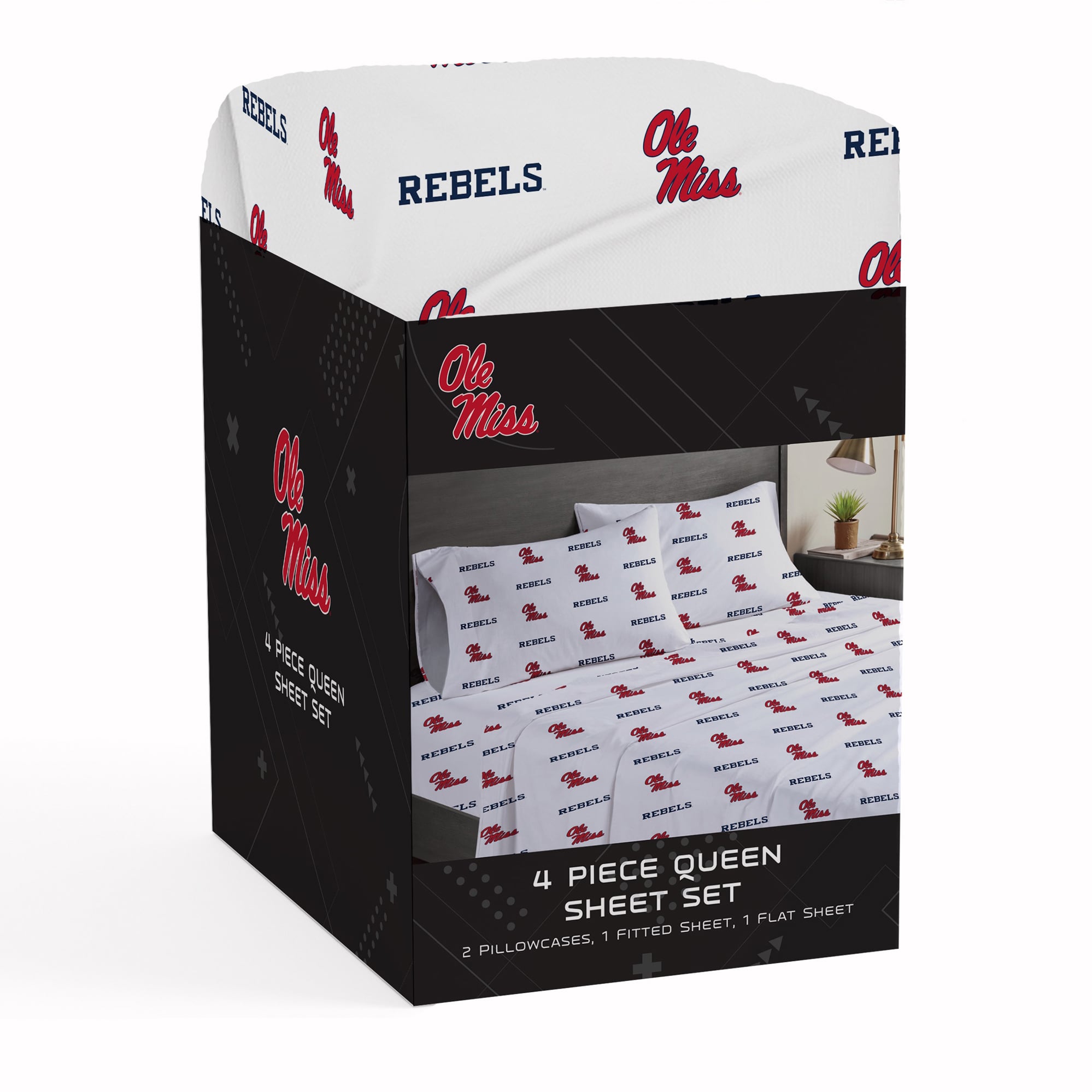 Pegasus Ole Miss Rebels Four-Piece Queen Sheet Set
