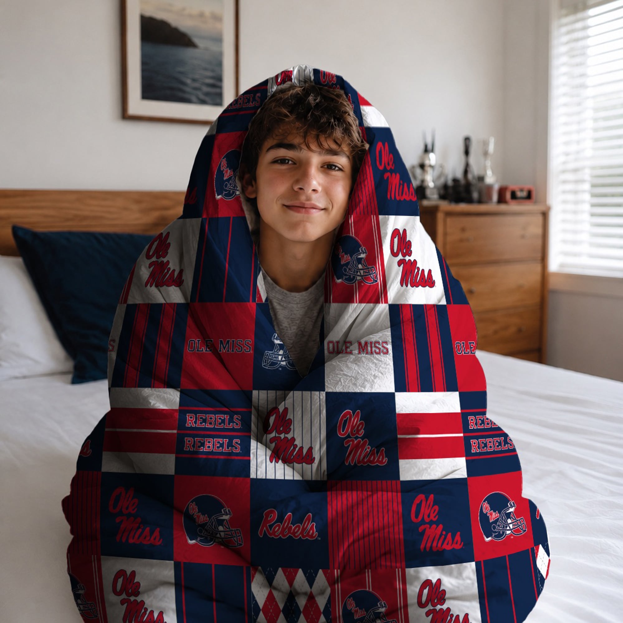 Pegasus Ole Miss Rebels Patchwork Plaid Three-Piece Full/Queen Bed in a Bag Set