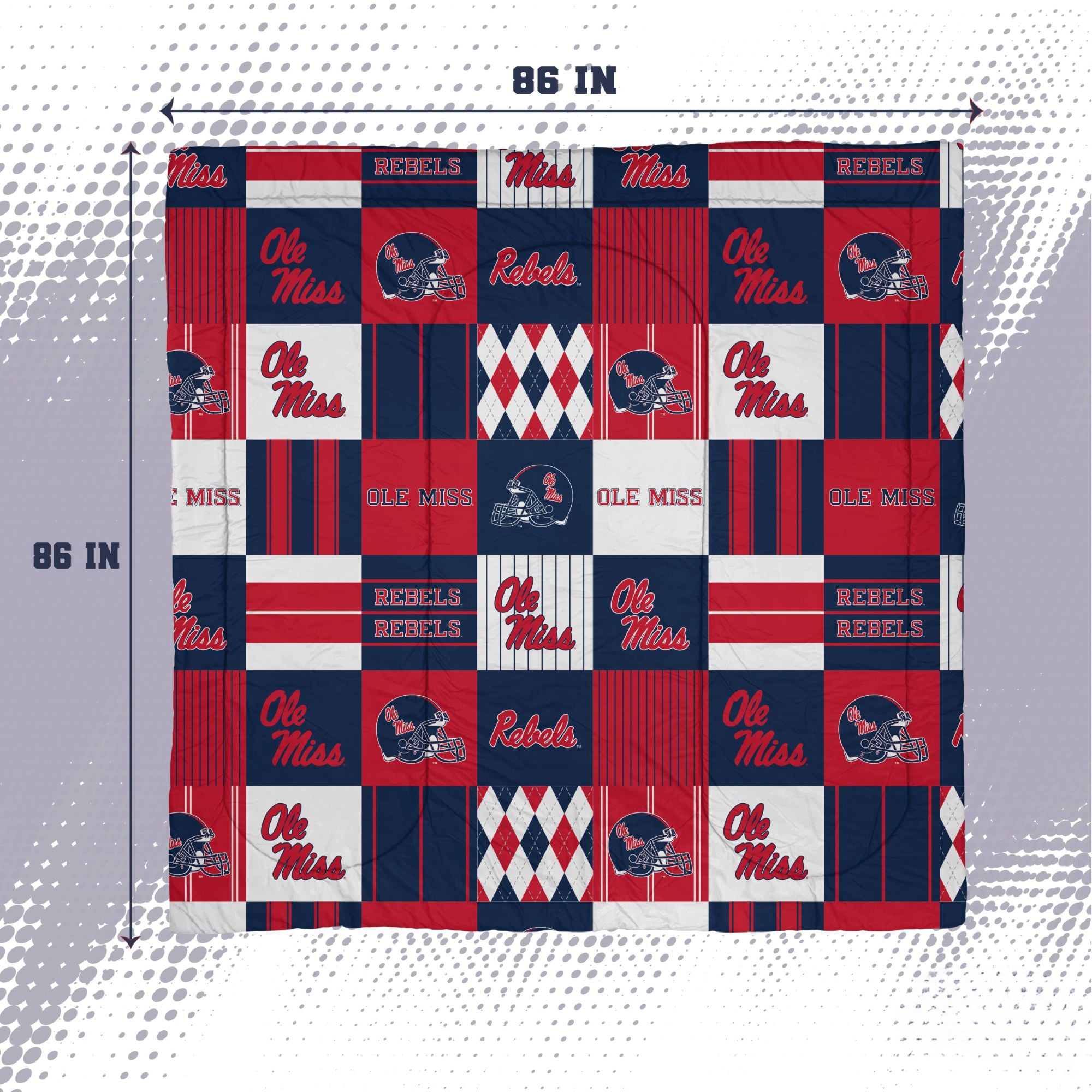 Pegasus Ole Miss Rebels Patchwork Plaid Three-Piece Full/Queen Bed in a Bag Set
