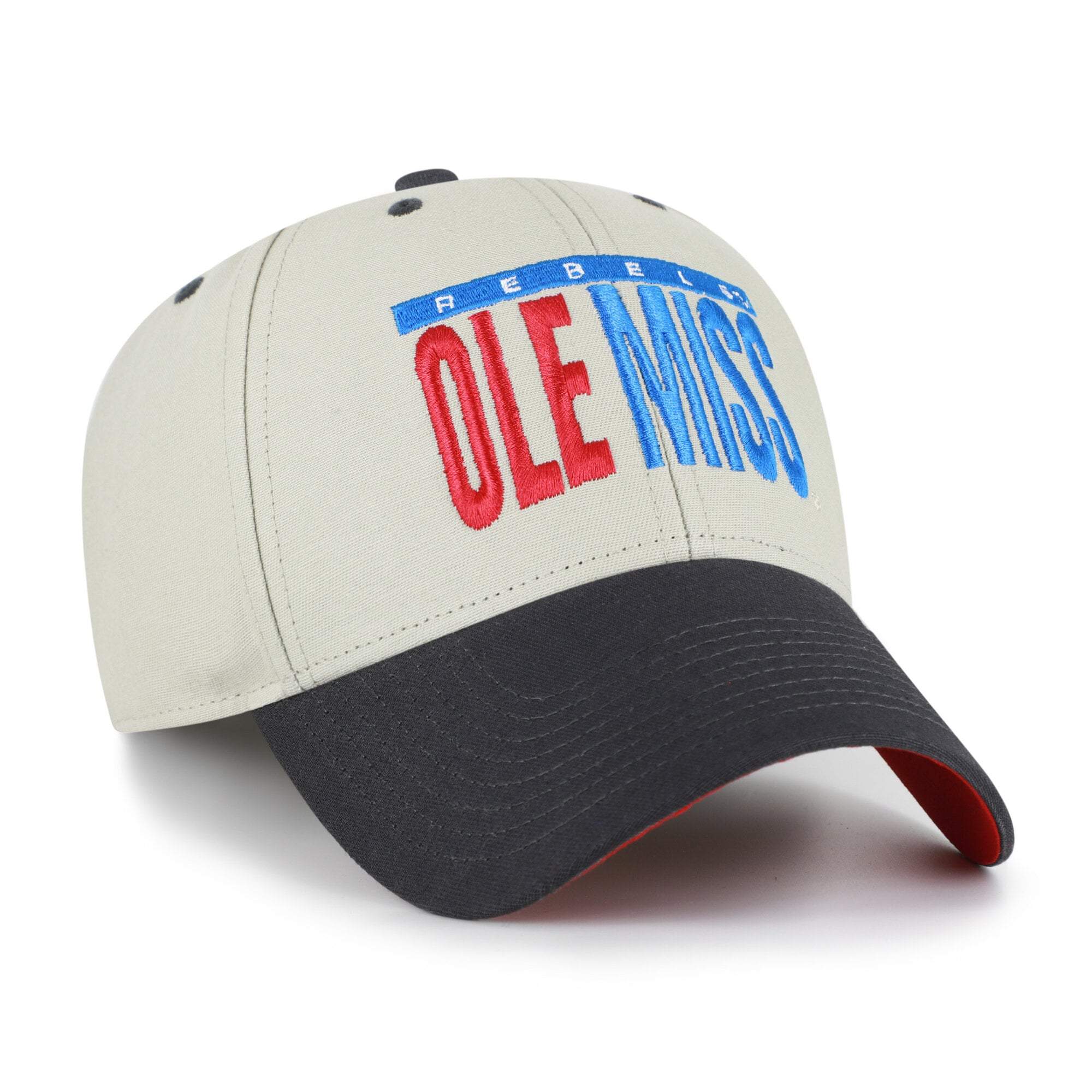Casquette unisexe ajustable Ole Miss Rebels '47 grise/noire, inscription demi-bloc MVP