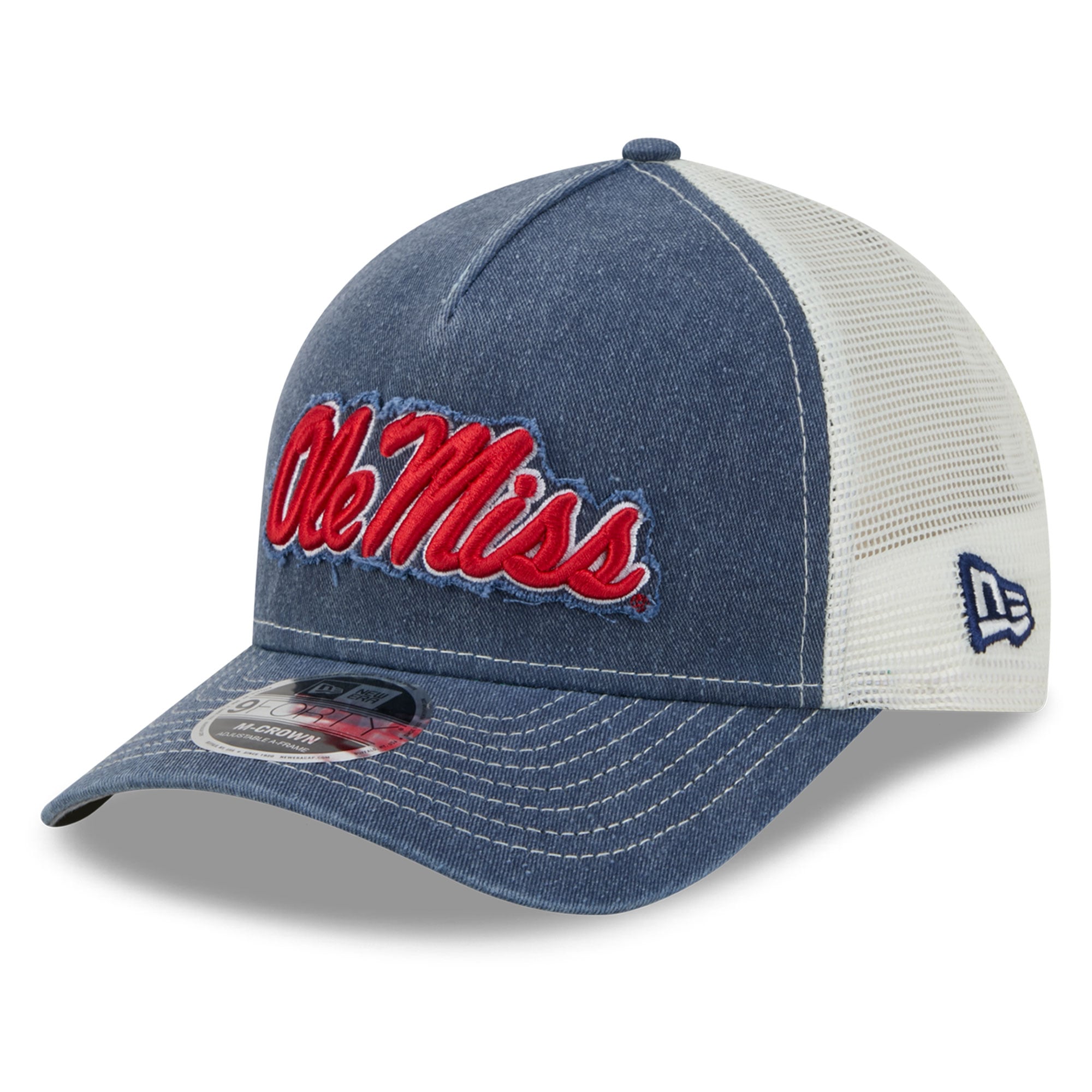 Casquette trucker unisexe New Era bleu marine Ole Miss Rebels à motif dégradé 9FORTY