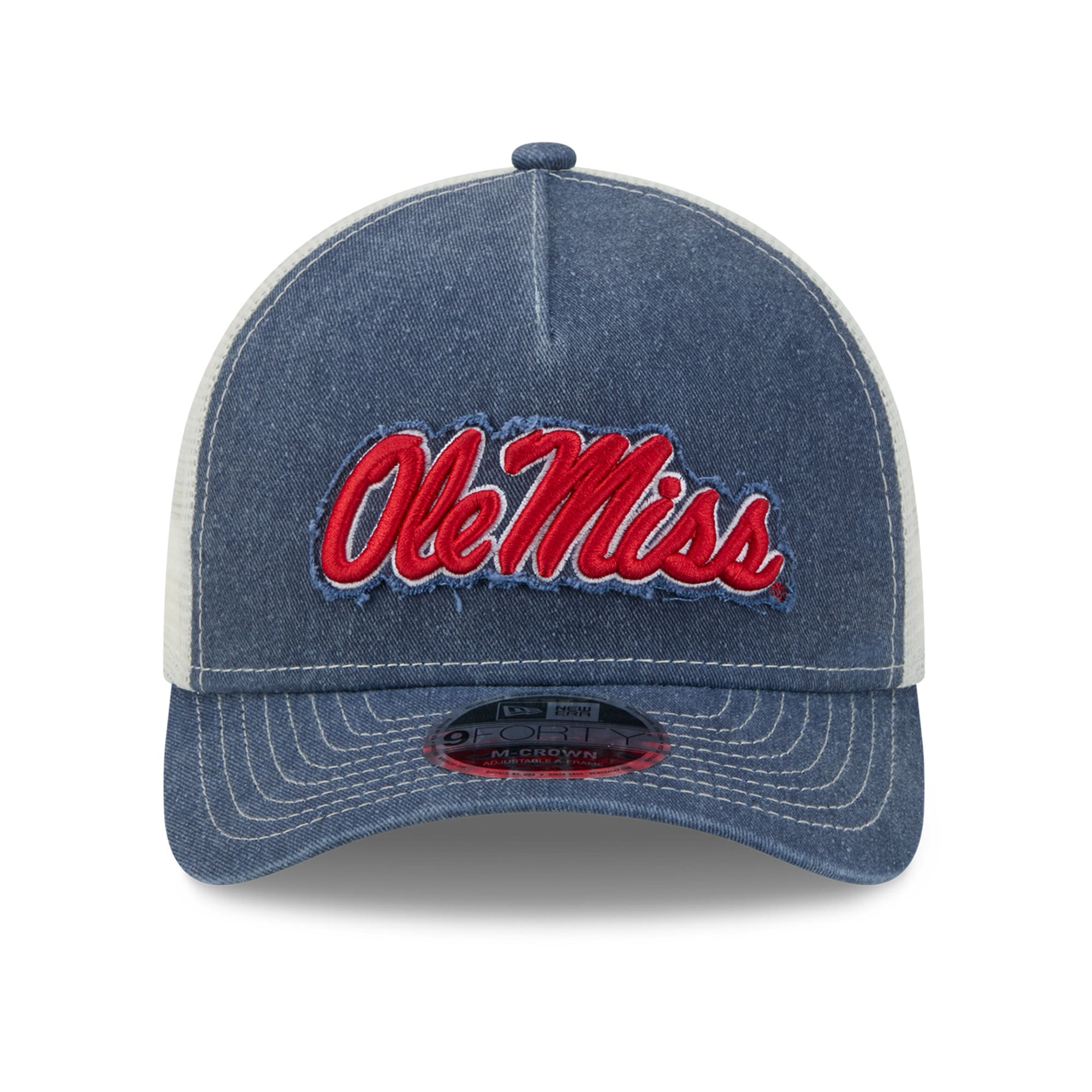 Casquette trucker unisexe New Era bleu marine Ole Miss Rebels à motif dégradé 9FORTY
