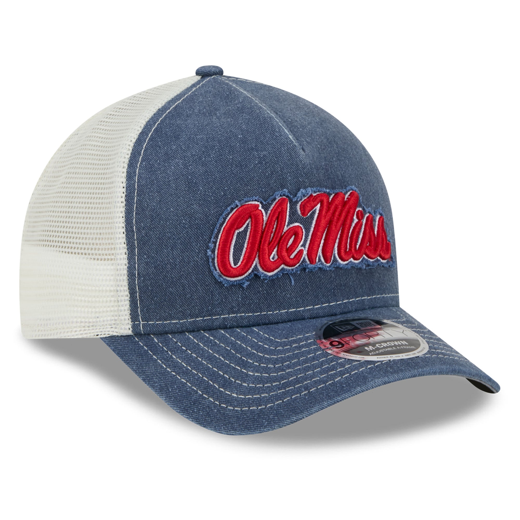 Casquette trucker unisexe New Era bleu marine Ole Miss Rebels à motif dégradé 9FORTY