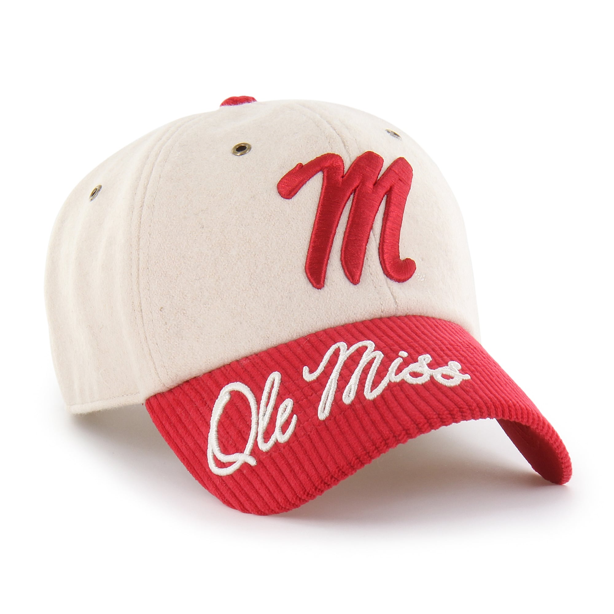 Casquette ajustable « 47 Cream/Red Ole Miss Rebels Rope Script Clean Up » pour femme