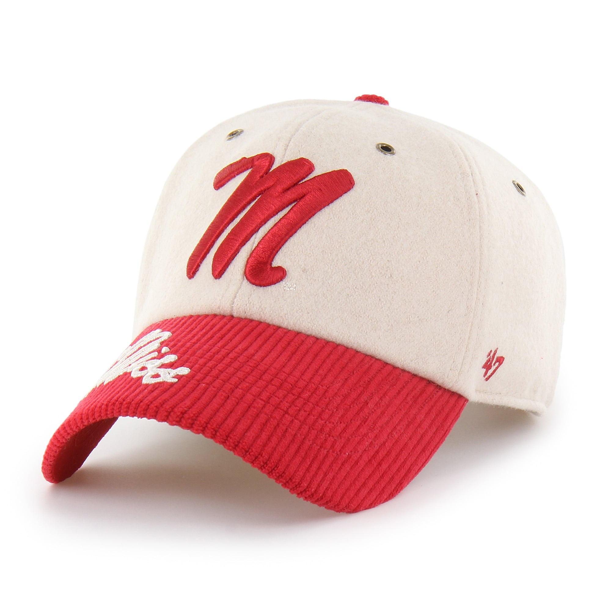Casquette ajustable « 47 Cream/Red Ole Miss Rebels Rope Script Clean Up » pour femme