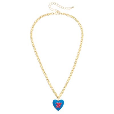 Ole Miss Rebels CANVAS Style Women's Heart Necklace