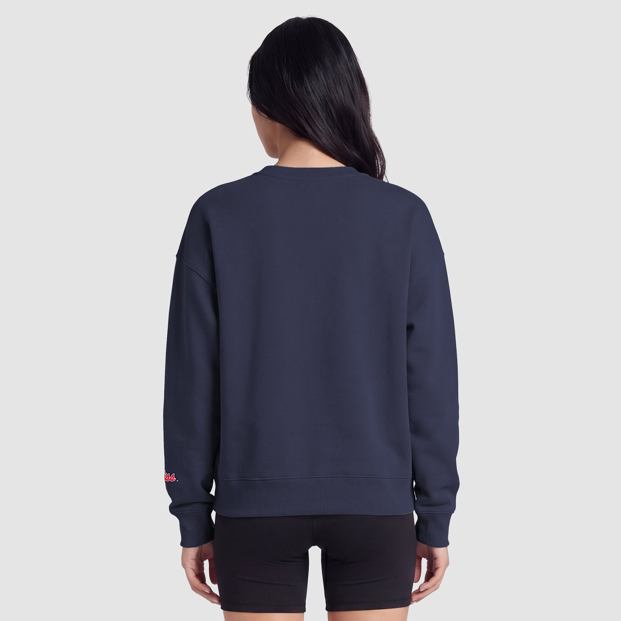 Women's Champion Navy Ole Miss Rebels Fleece Crew Sweatshirt