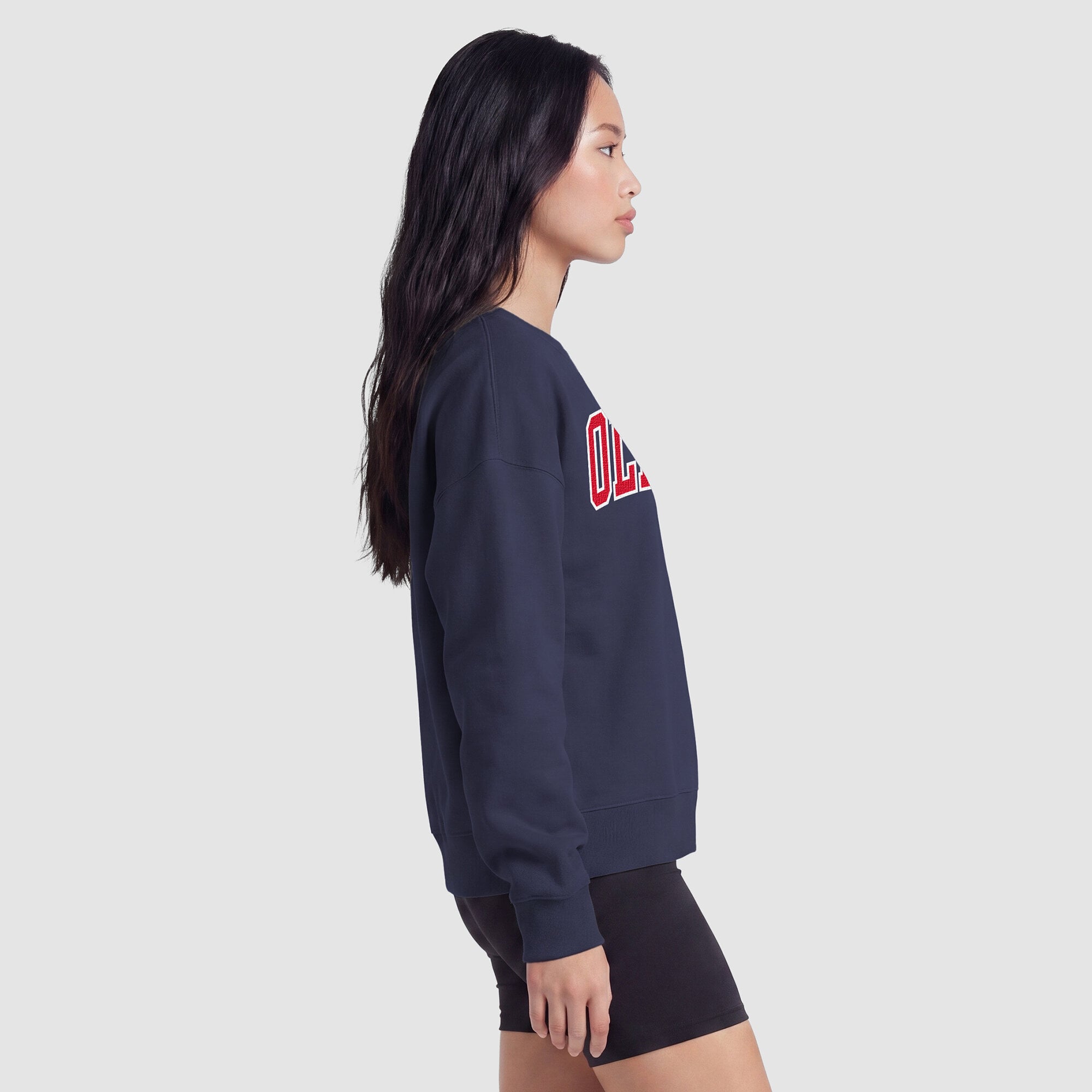 Women's Champion Navy Ole Miss Rebels Fleece Crew Sweatshirt