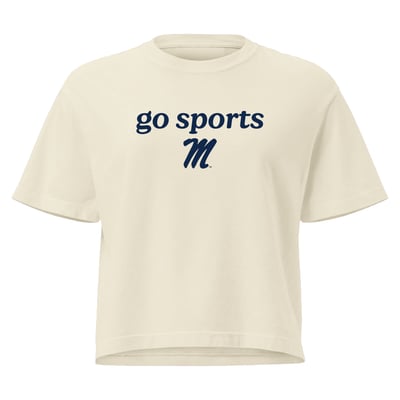Ole Miss Rebels Comfort Colors Women's Go Sports Cropped T-Shirt - Cream