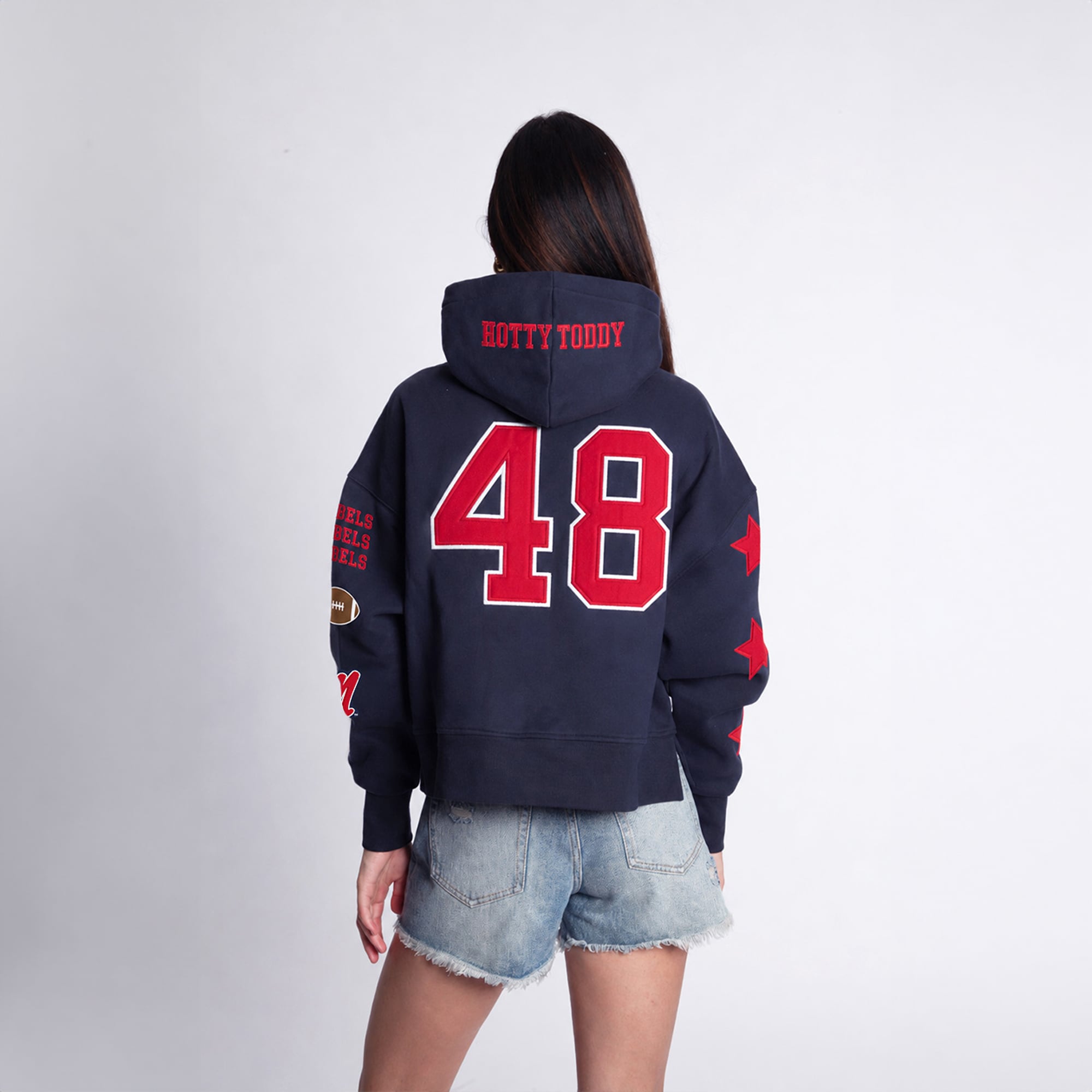 Sweat à capuche court Ole Miss Rebels bleu marine pour femme de la marque Hype and Vice
