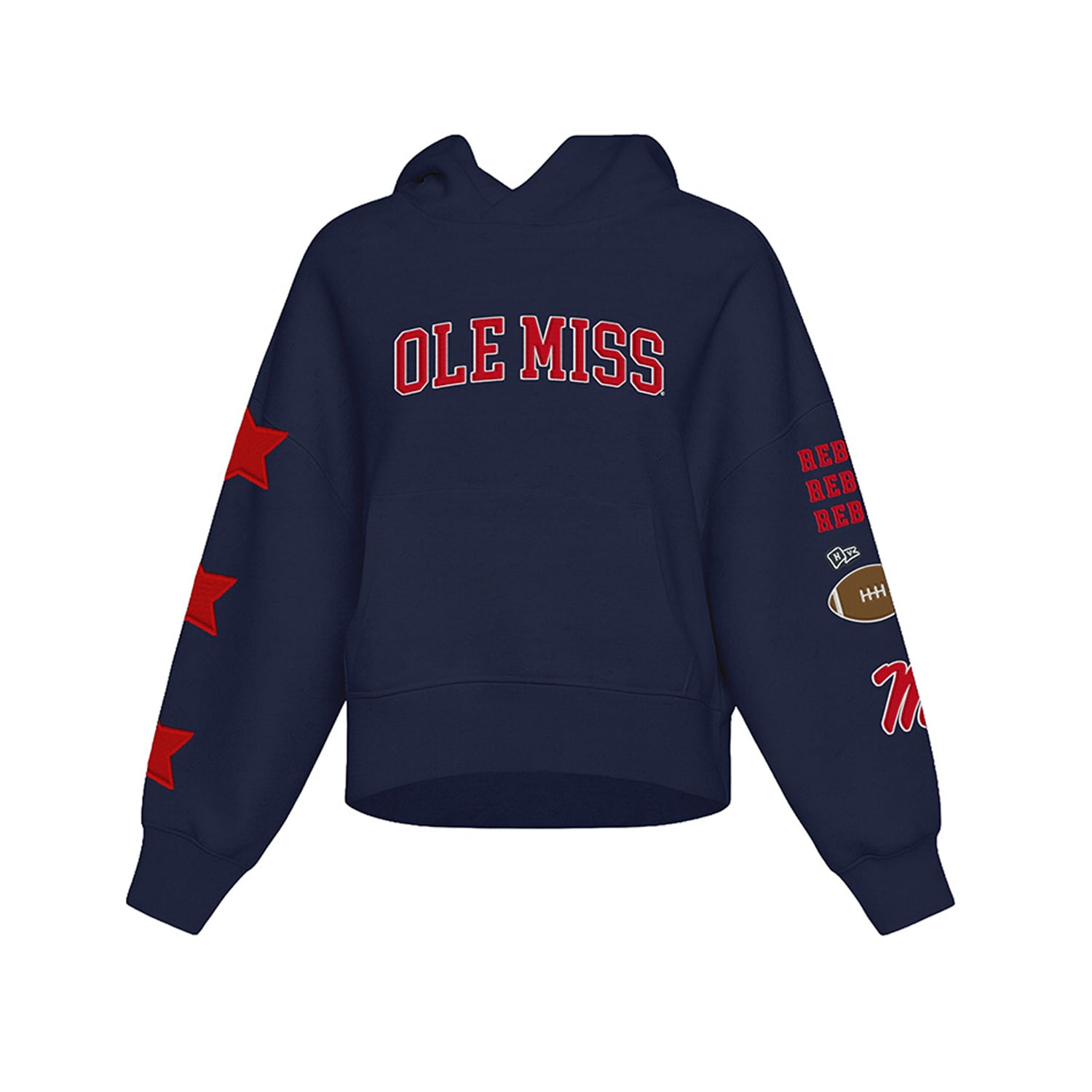 Sweat à capuche court Ole Miss Rebels bleu marine pour femme de la marque Hype and Vice