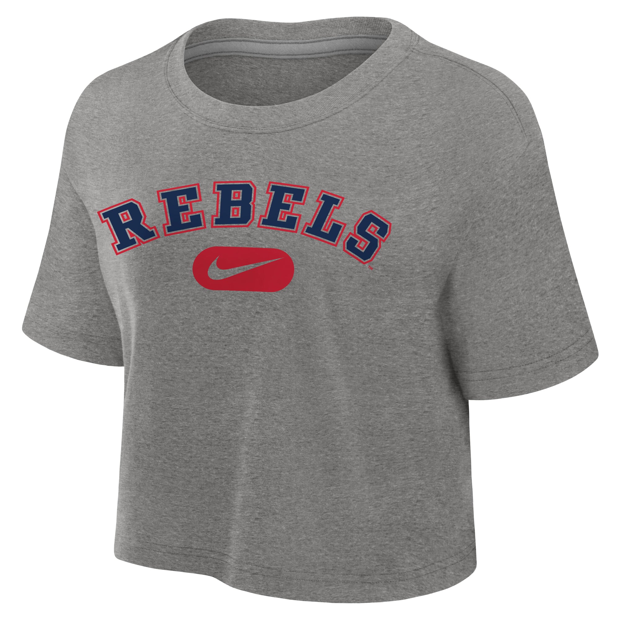 Women's Nike Heather Gray Ole Miss Rebels Dri-FIT Cropped T-Shirt