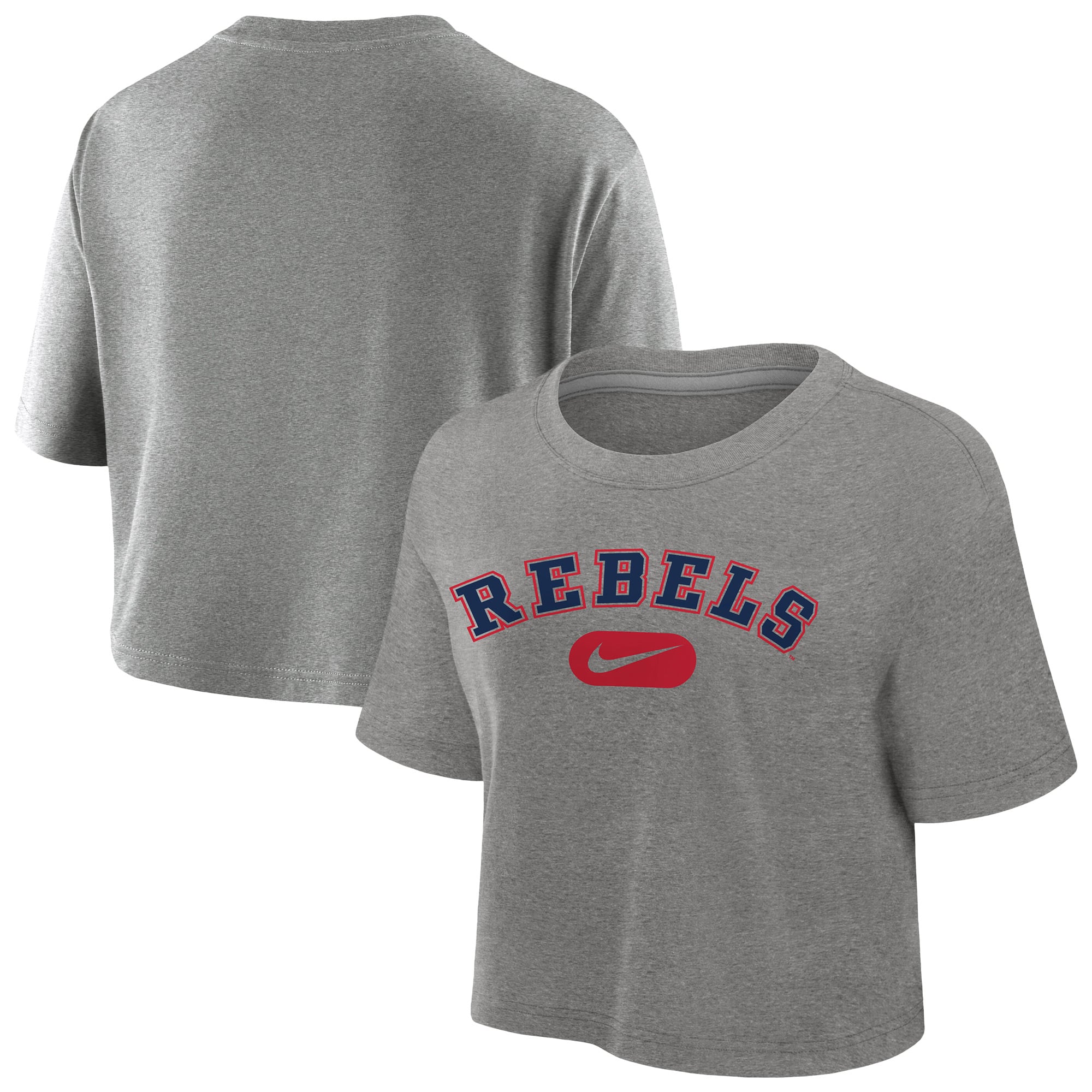 Women's Nike Heather Gray Ole Miss Rebels Dri-FIT Cropped T-Shirt