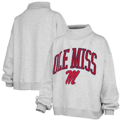 Ole Miss Rebels Pressbox Women's Nelson Texture Lingo Mock Neck Fleece Sweatshirt - Gray
