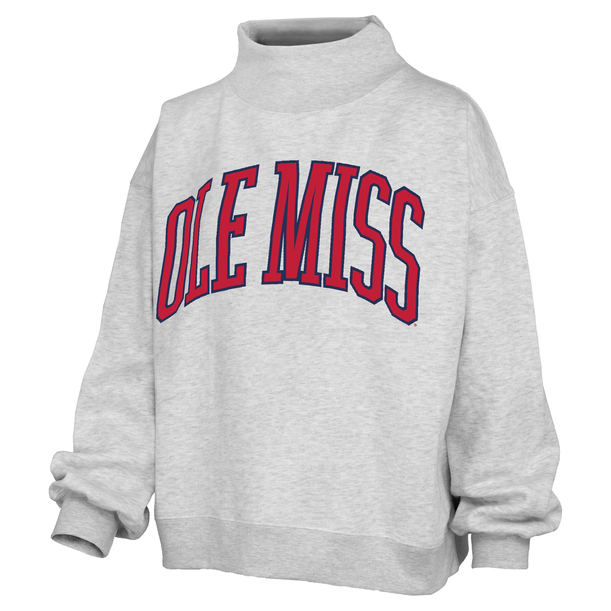 Women's Pressbox Heather Gray Ole Miss Rebels Oversized Nelson Mock Neck Sweatshirt