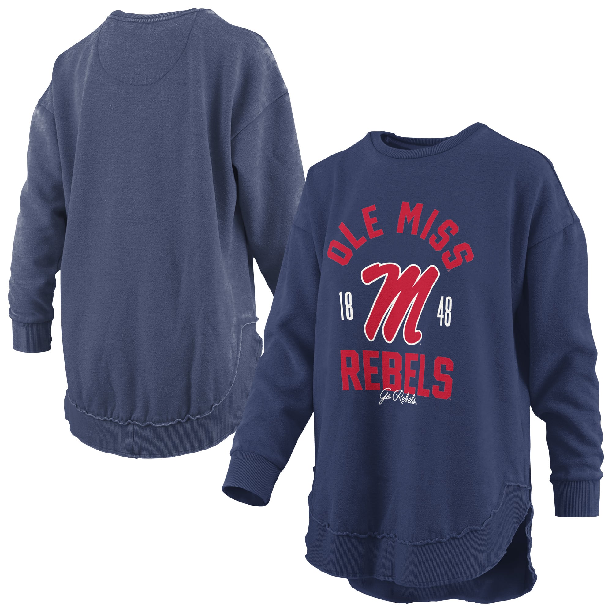 Sweat-shirt à col rond Pressbox bleu marine Ole Miss Rebels Blitz pour femme
