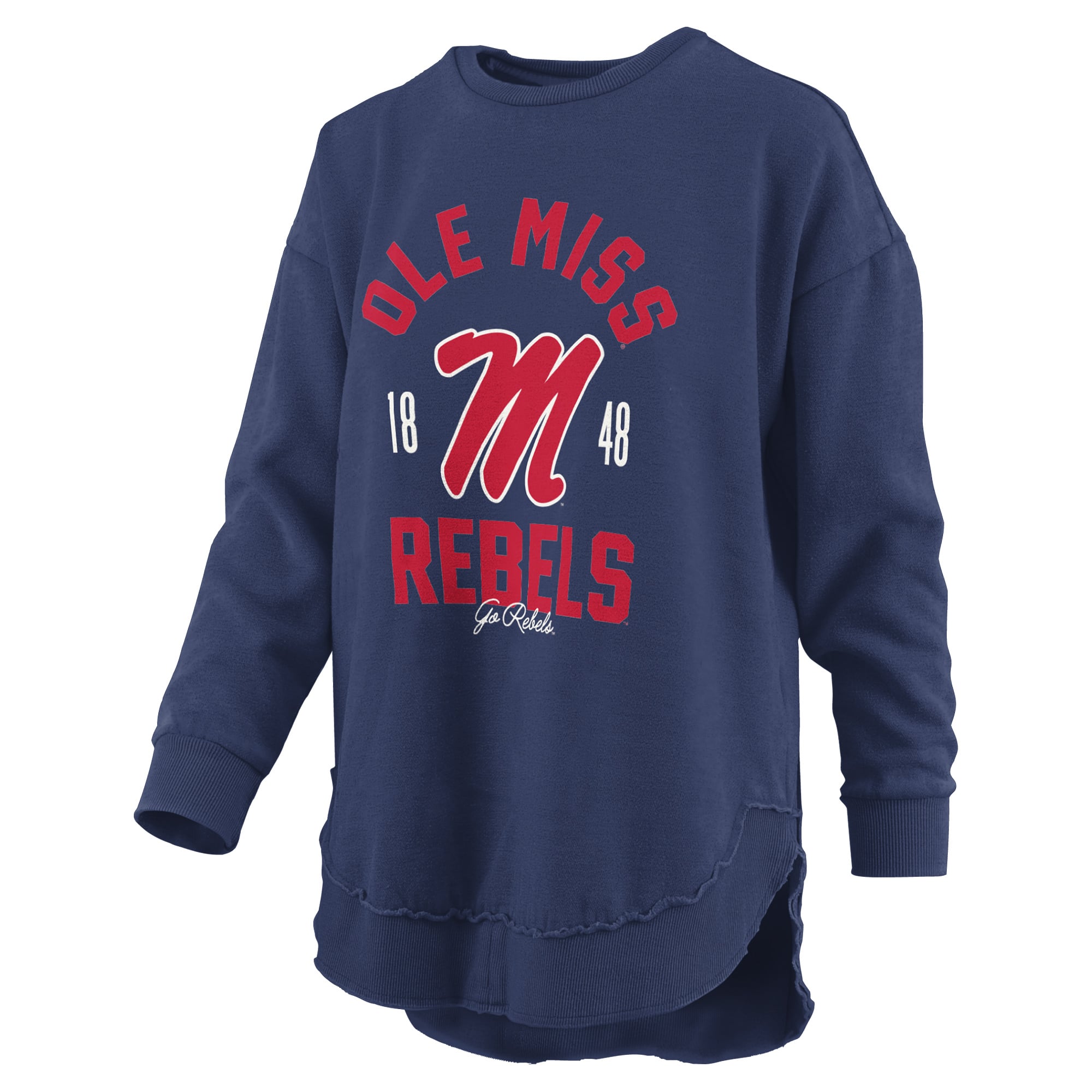Sweat-shirt à col rond Pressbox bleu marine Ole Miss Rebels Blitz pour femme