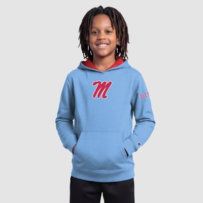  Ole Miss Rebels Champion Youth Fleece Hoodie - Powder Blue