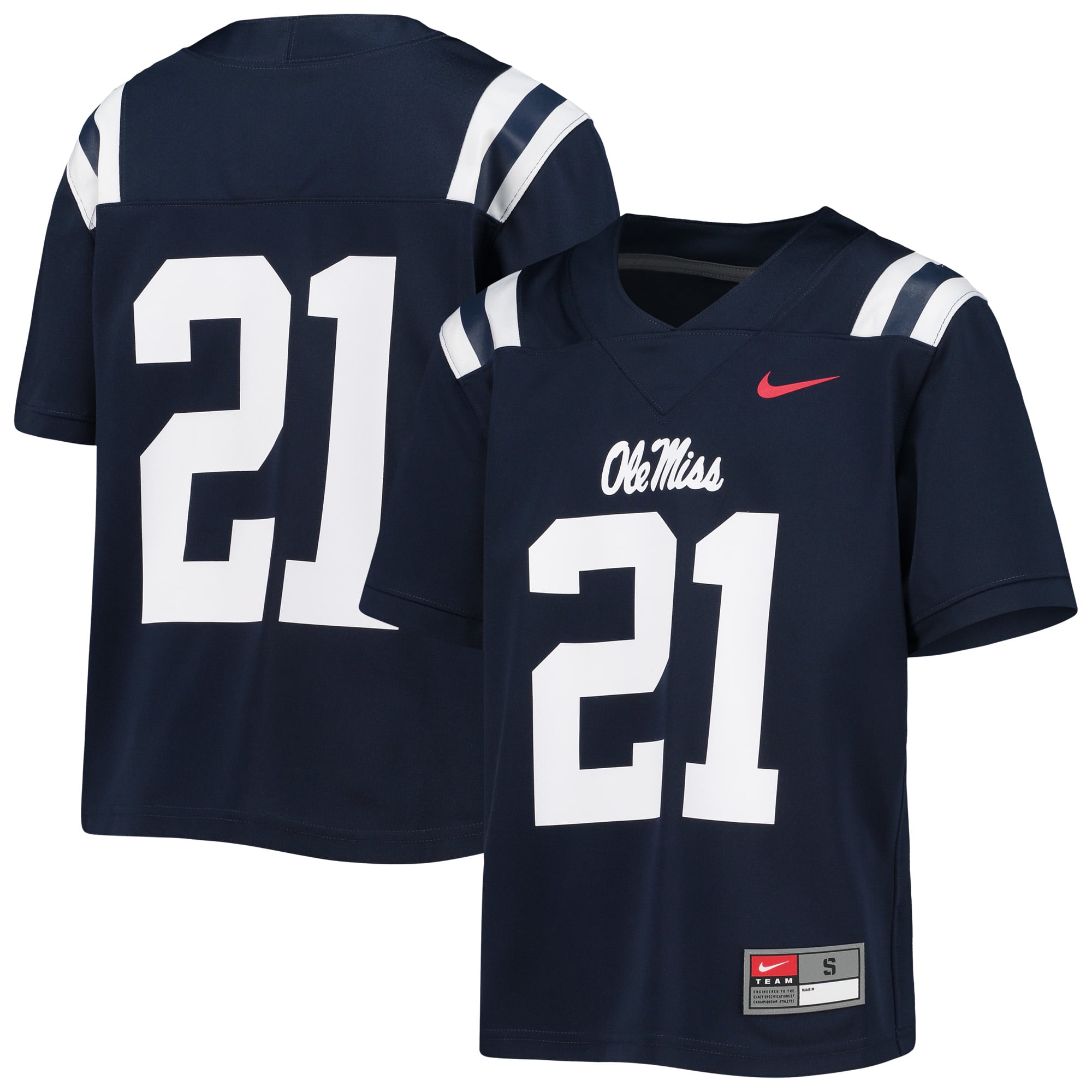Youth Nike #21 Navy Ole Miss Rebels Untouchable Football Jersey