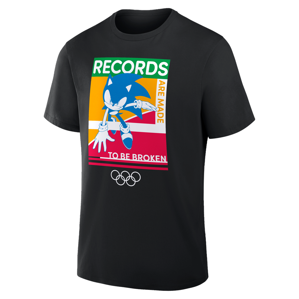 Men's Black Olympic Games x Sonic the Hedgehog Break Records T-Shirt