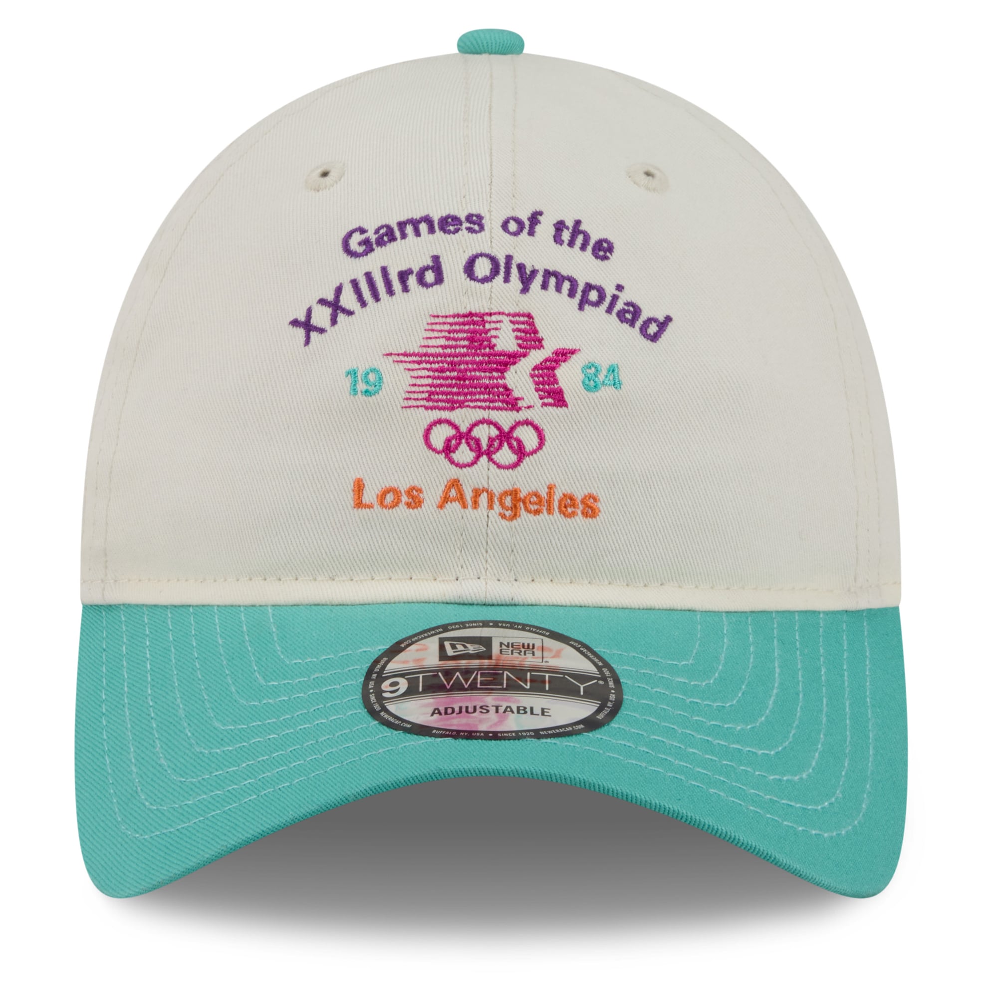 Casquette ajustable New Era blanche et turquoise Jeux Olympiques LA84 9TWENTY pour homme