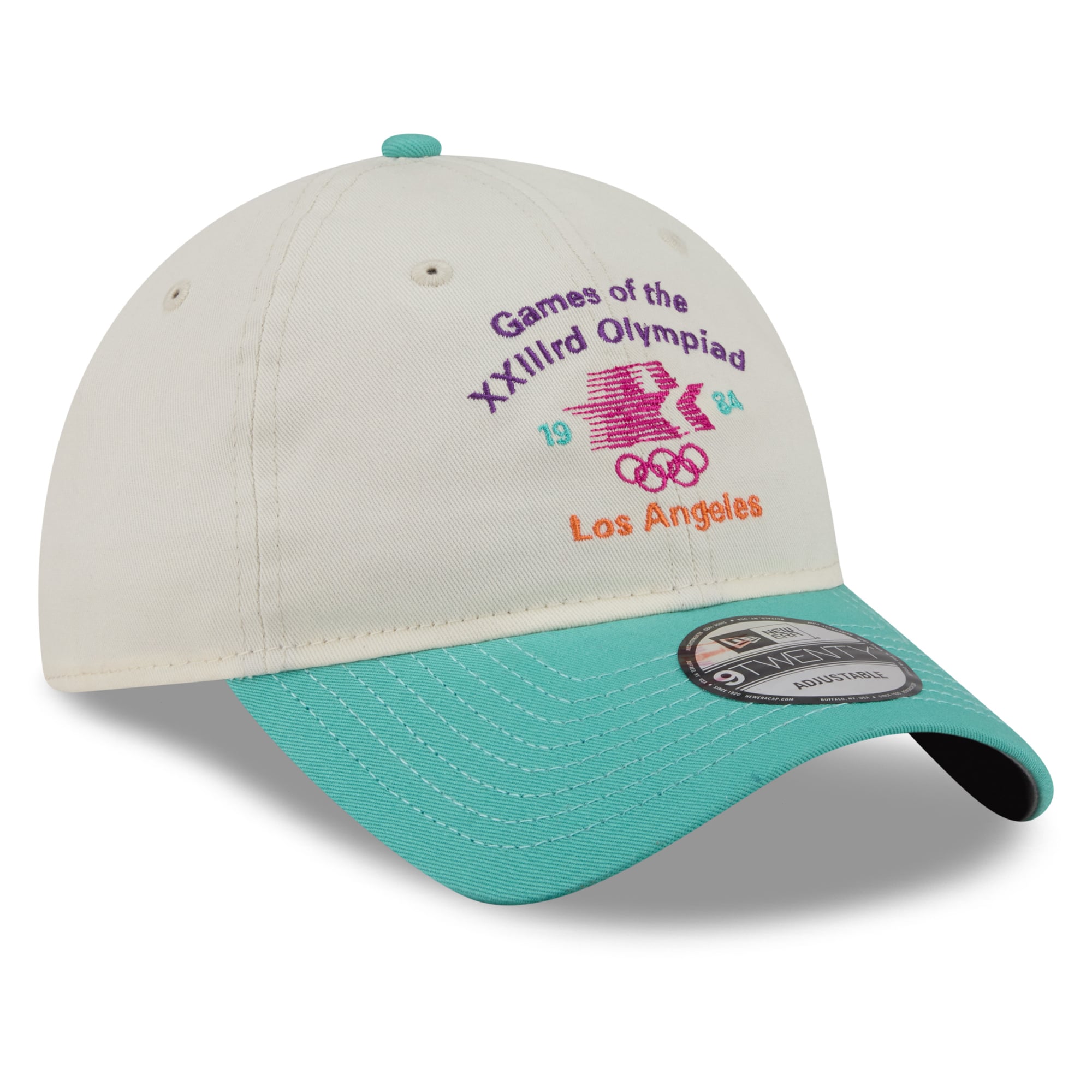 Casquette ajustable New Era blanche et turquoise Jeux Olympiques LA84 9TWENTY pour homme