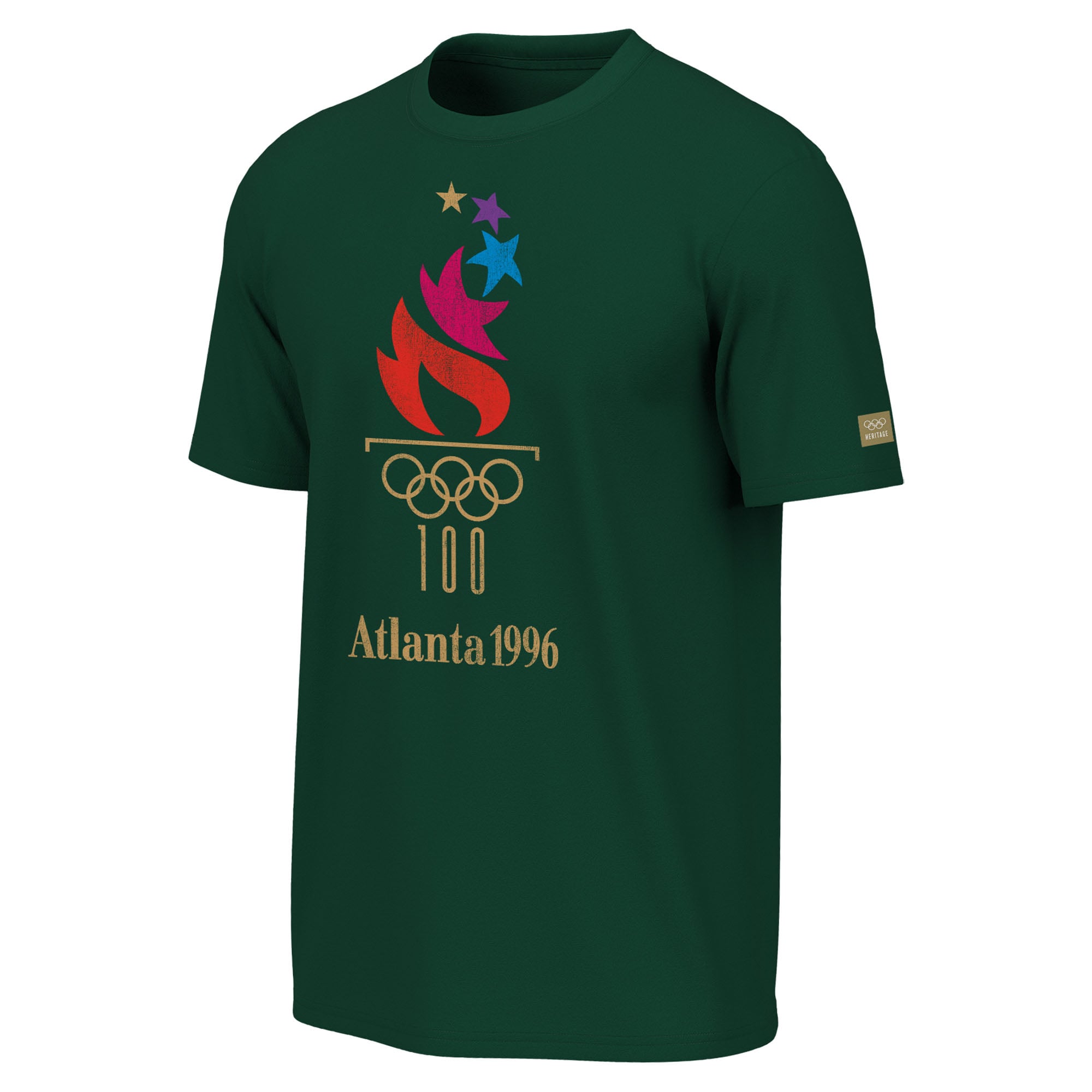 T-shirt surdimensionné pour homme Outerstuff vert Atlanta 1996 avec emblème de mascotte et affiche