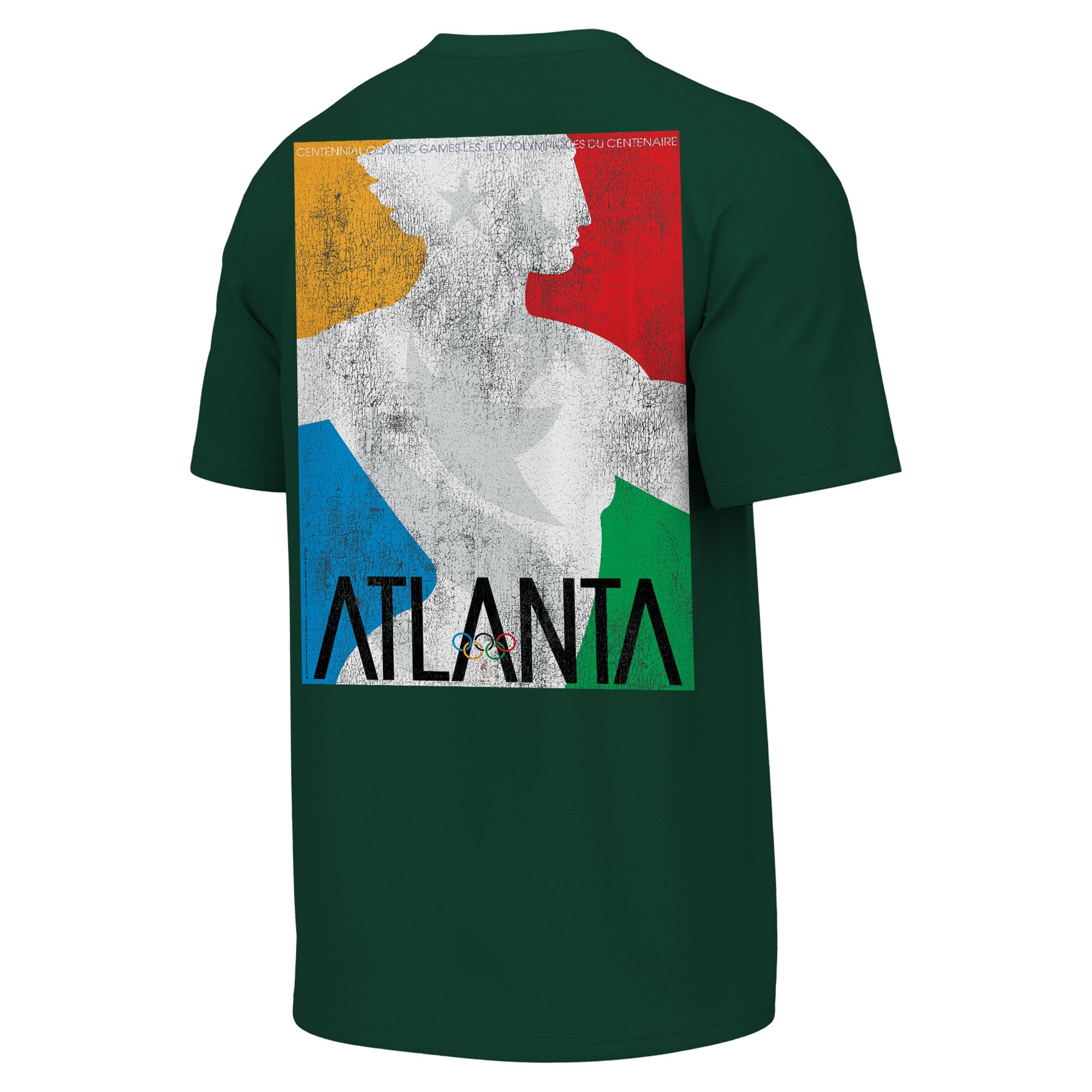 T-shirt surdimensionné pour homme Outerstuff vert Atlanta 1996 avec emblème de mascotte et affiche