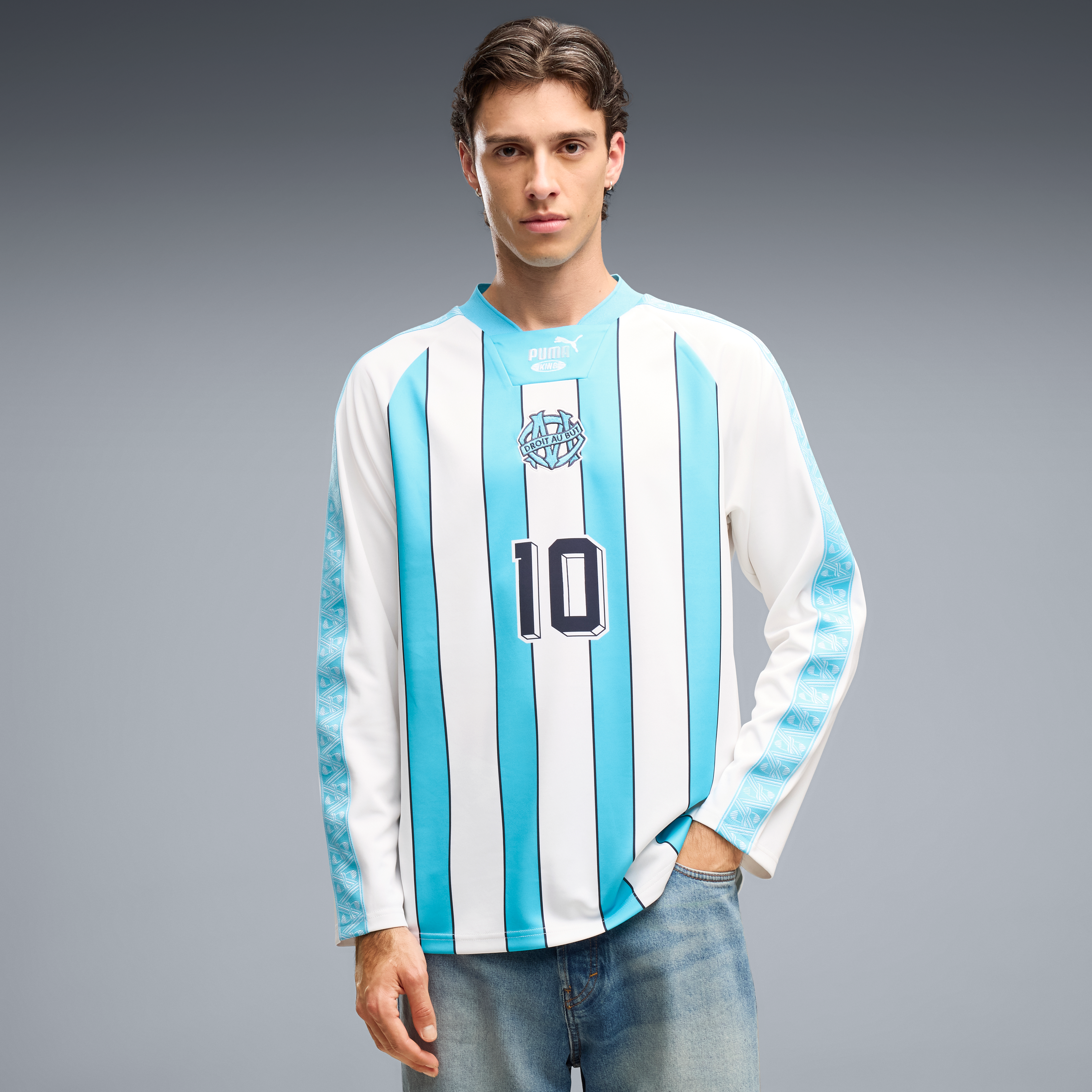 Men's Puma  White Olympique Marseille 2026/27 King Long Sleeve Fashion Jersey